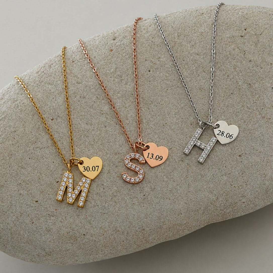Collier Lettre Coeur gravé