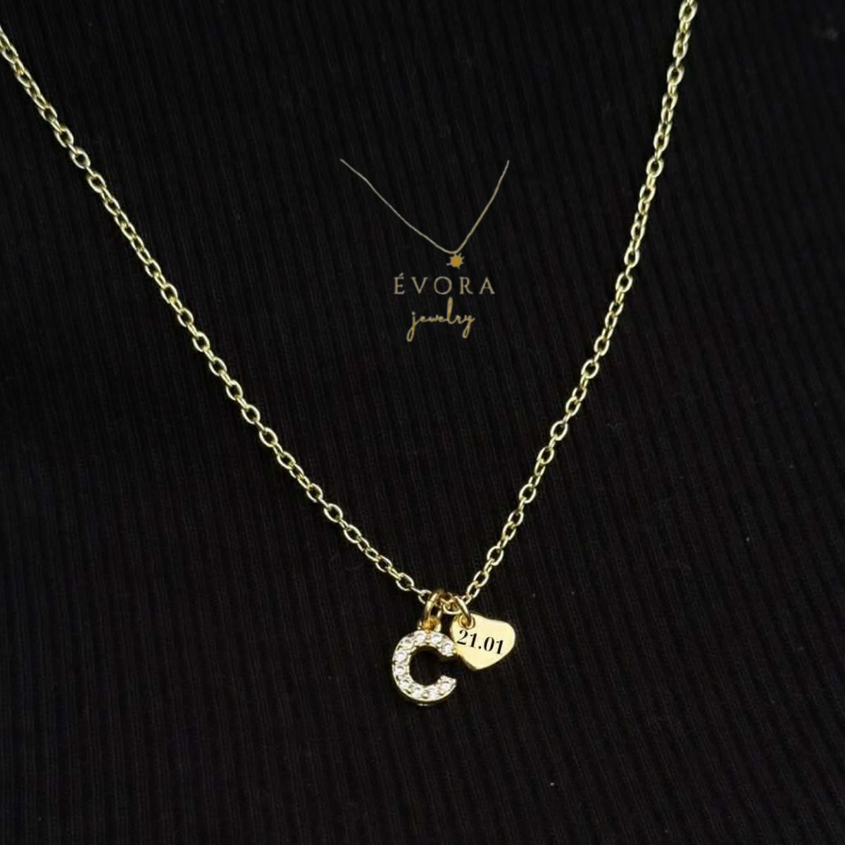 Collier Lettre Coeur gravé