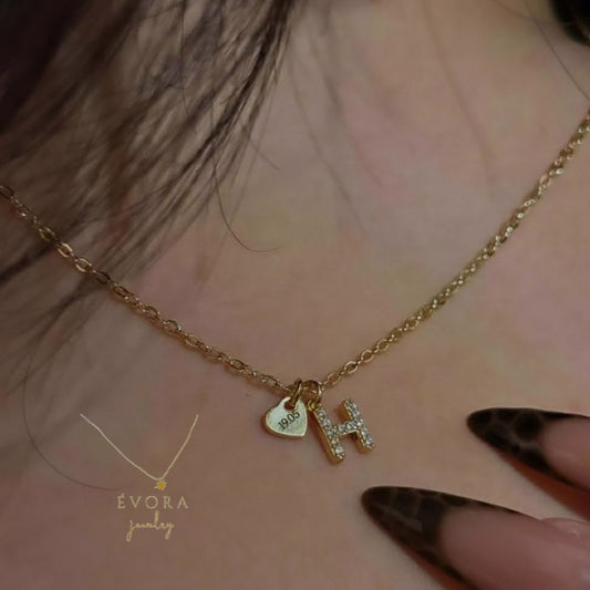 Collier Lettre Coeur gravé