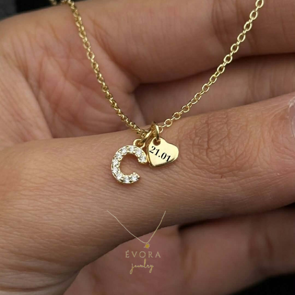 Collier Lettre Coeur gravé