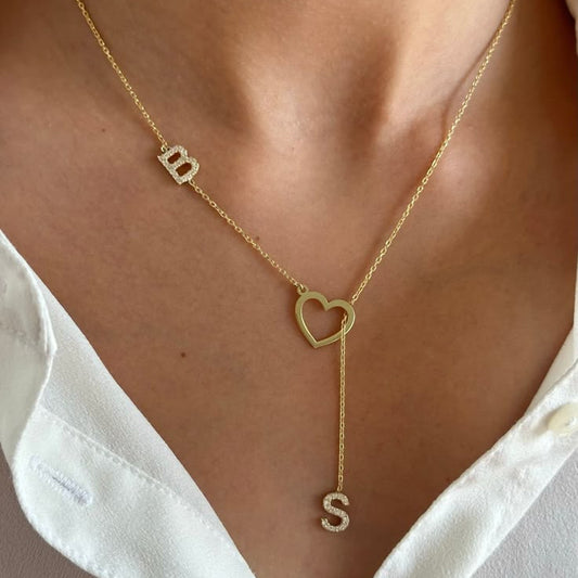 Collier Coeur Deux Lettres