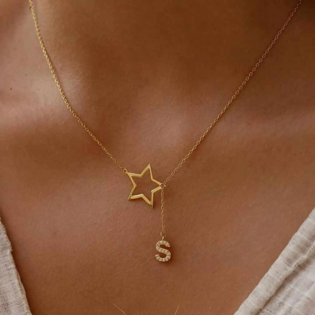 Collier Lettre Avec Coeur/Etoile