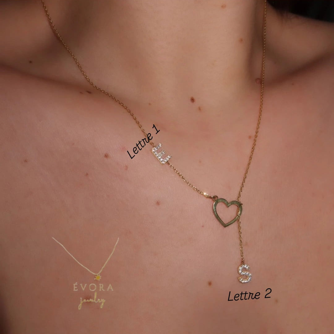 Collier Coeur Deux Lettres