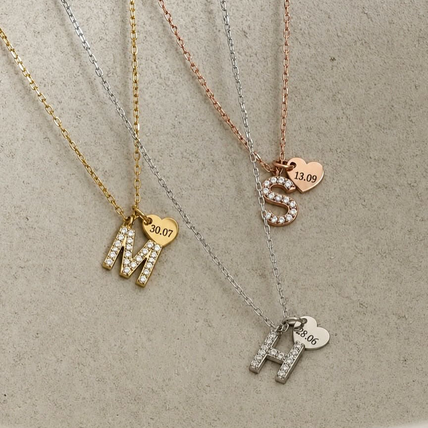 Collier Lettre Coeur gravé